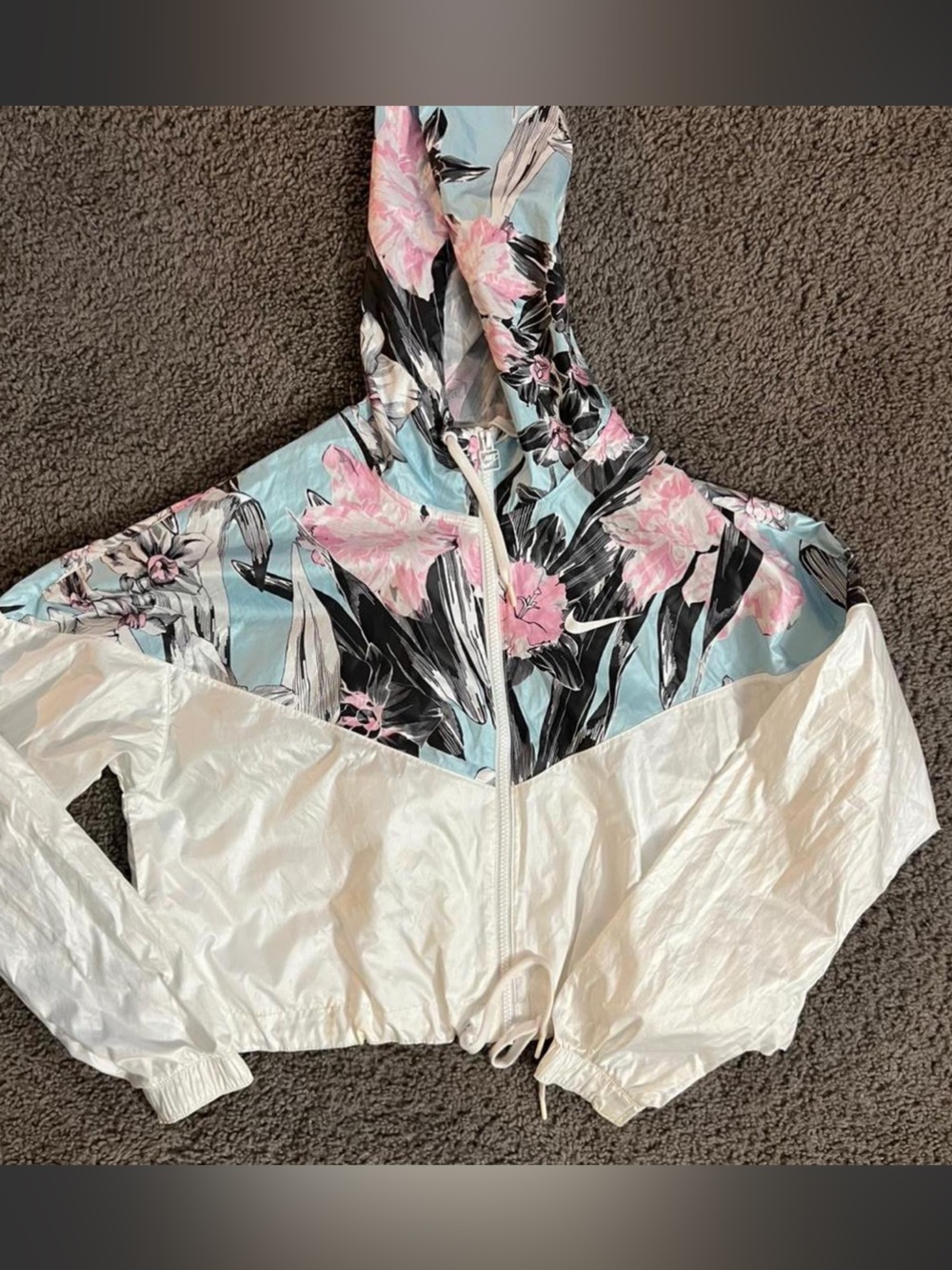 Nike Pink & Pale Blue Floral Windbreaker Jacket